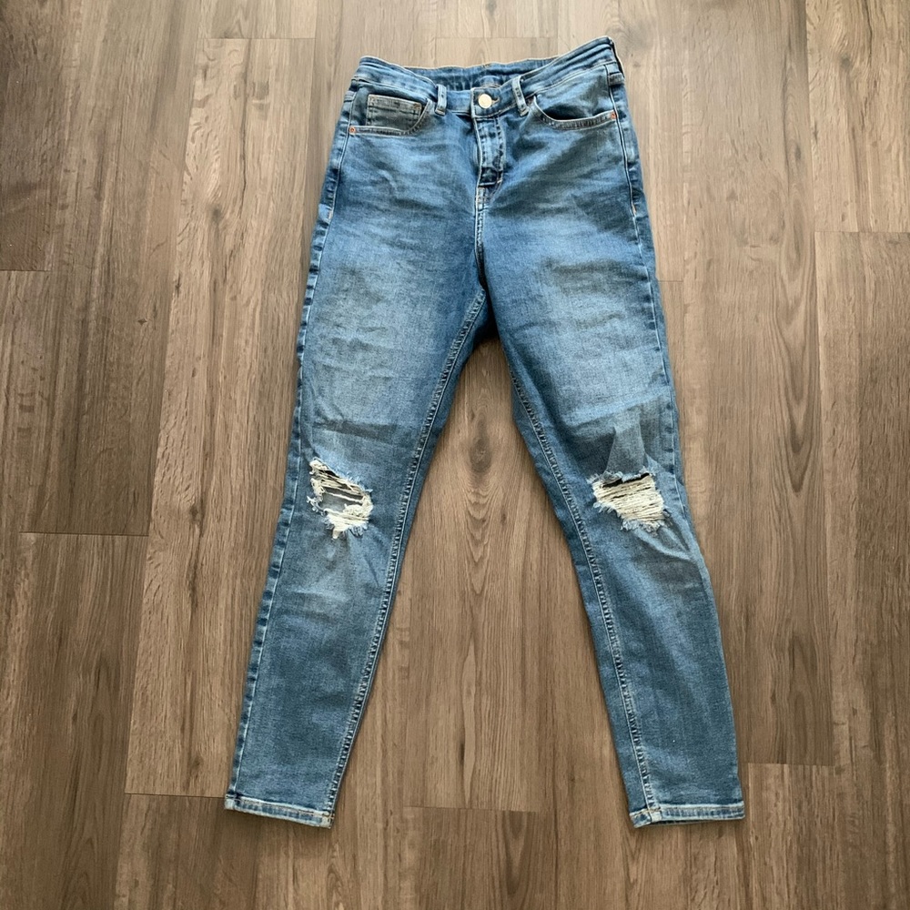 Top shop Jamie moto jeans in blue